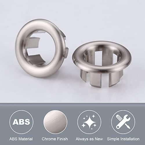 6-Piece Sink Overflow Cover Brushed Nickel for Bathroom Kitchen