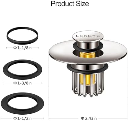 LEKEYE Pop-Up Sink Stopper with Hair Catcher Brushed Nickel
