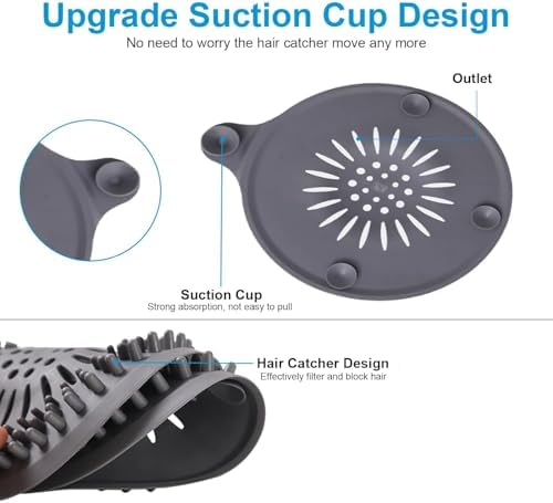 2-Piece Silicone Shower Drain Hair Catcher - WhiteGrey Sink Strainer