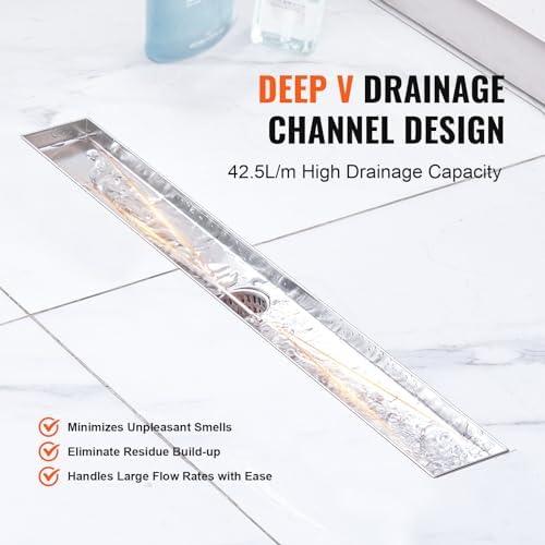 VEVOR 24-Inch Linear Shower Drain Offset with Tile Insert