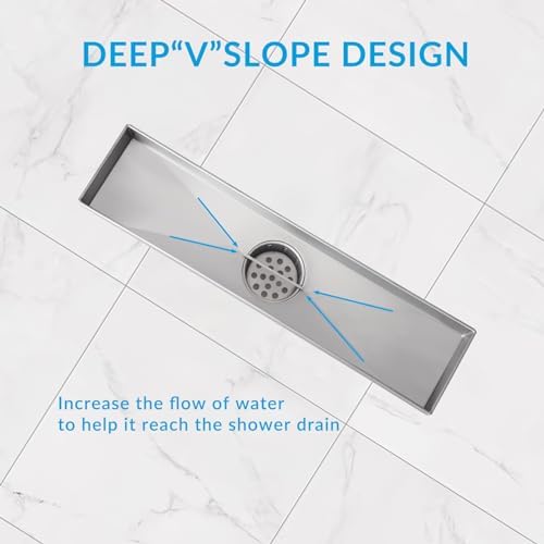 Eblog 12-Inch Linear Shower Drain 304 Stainless Steel Adjustable Durable