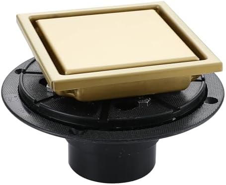 TRJIKAG 4-inch Gold Stainless Steel Square Shower Drain