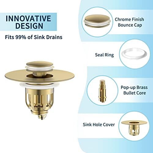 Universal Sink Stopper with Hair Catcher for 106-165-inch Drains