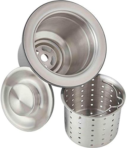 Low Profile Brushed Steel Drain Fitting Deep Strainer Basket