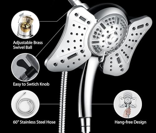 GRICH Dual 25GPM Shower Head Combo with 9 Spray Modes Versatile Powerful