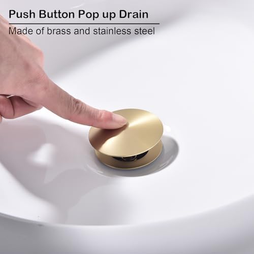BathroomsGold Pop Up Drainassembly with DetachableStrainerBasket Anti-ClogVessel SinkDrainStopper