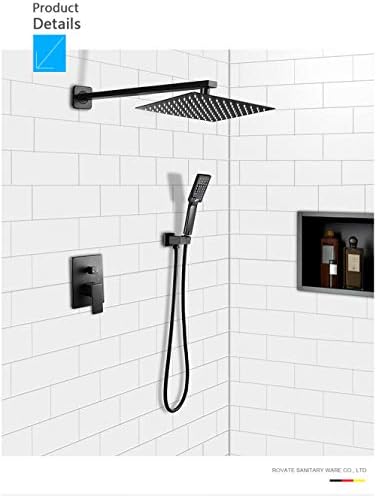 Gougeltd Rain shower system Easy rain bath Water-saving Durable faucet set Black