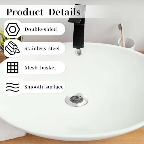 4 Pcs Stainless Steel Drain Strainer for Bathroom Sink and Shower