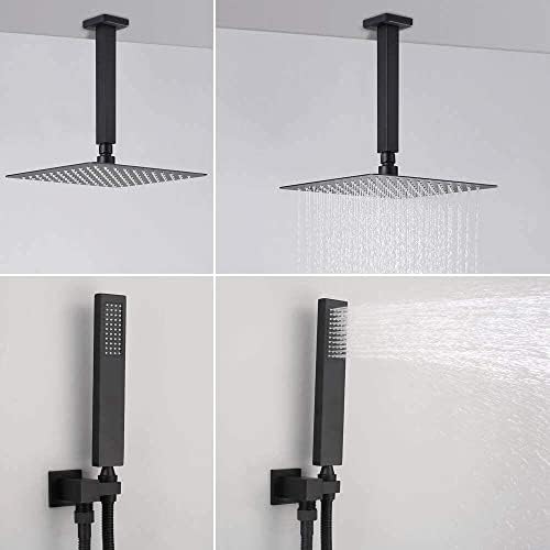 Black Ceiling-mounted Shower System Rainflow with Mixing Head