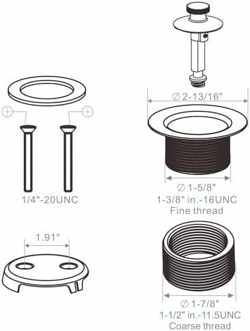 HIDROP bathtub drain lift kit with Chrome plated finish