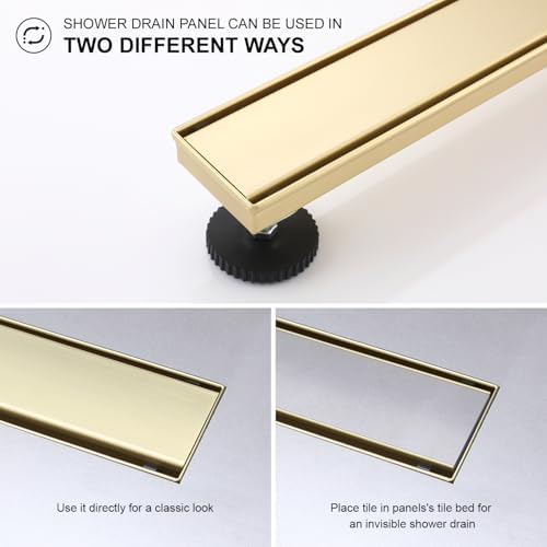 Premium Linear Shower Drain Brushed Gold 36-Inch