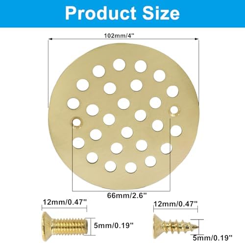 4-inch Round Shower Strainer Grate with Gold Finish