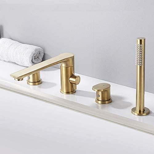 Brass 2 Handle Bathtub Faucet with Handheld Shower and Aerator