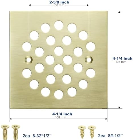 4 14-inch Square Shower Strainer