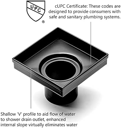 Heatgenee 4-inch Square Shower Drain with Flat Cover Venetian Bronze