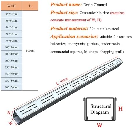 Heavy Duty 304 Stainless Steel Trench Drain with End Caps