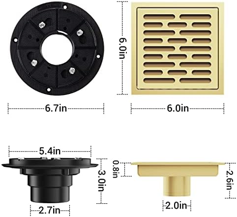 6 Square Shower Drain Kit