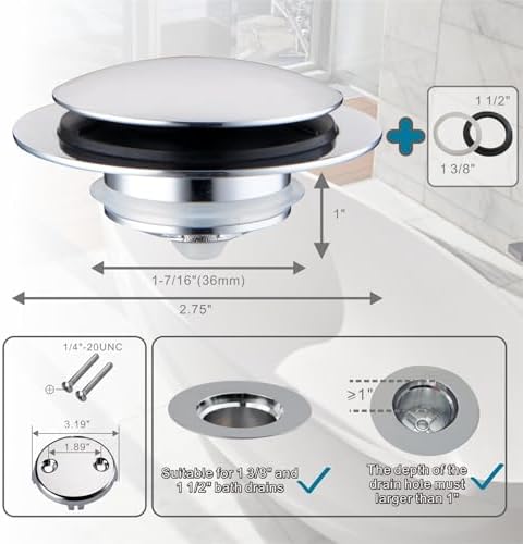 Welsan Chrome Bathtub Drain Stopper Replacement