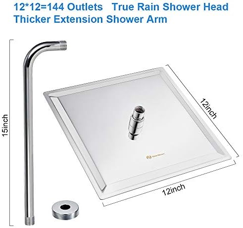 NearMoon Square Rain shower head with extension arm 12 inch stainless steel option