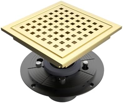 Zeus Gold 6-inch Square Stainless Steel Shower Drain Hair Catcher