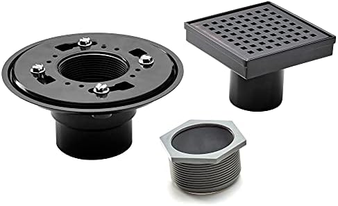 Heatgenee 4-inch Square Shower Drain with Flat Cover Venetian Bronze
