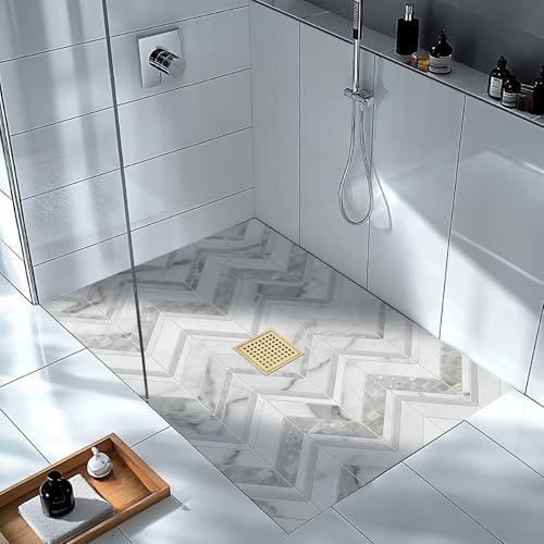 6-Inch 304 Stainless Steel Gold-Plated Shower Drain Kit