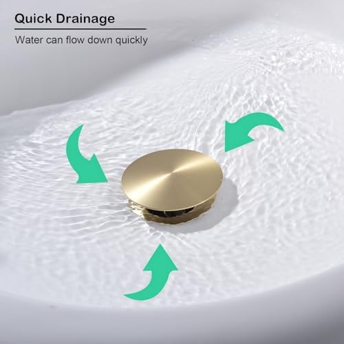 BathroomsGold Pop Up Drainassembly with DetachableStrainerBasket Anti-ClogVessel SinkDrainStopper