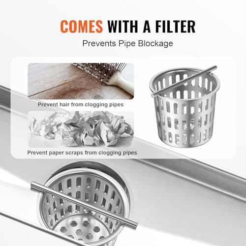 VEVOR 24-Inch Linear Shower Drain Offset with Tile Insert