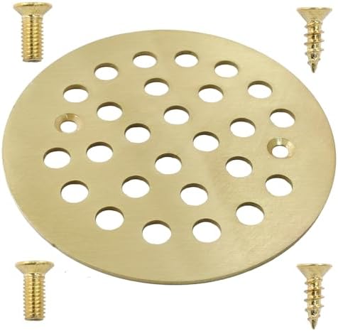 4-inch Round Shower Strainer Grate with Gold Finish
