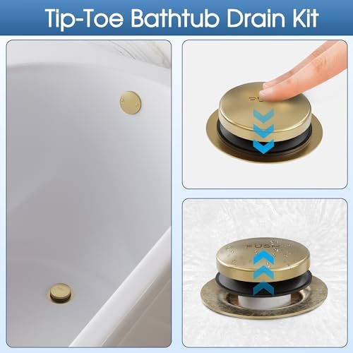 Esnbia Brushed Gold Bathtub Drain Kit 1