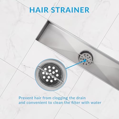 Eblog 12-Inch Linear Shower Drain 304 Stainless Steel Adjustable Durable