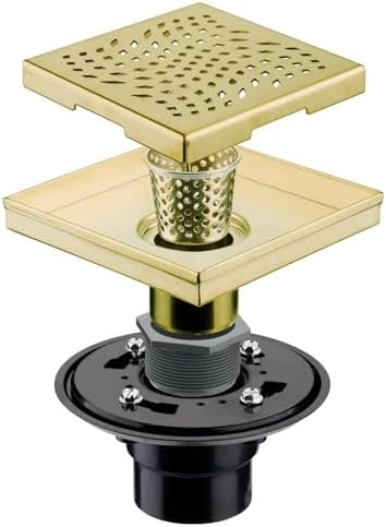 Gold Plated Stainless Steel Shower Drain with Flange for Effortless Drainage