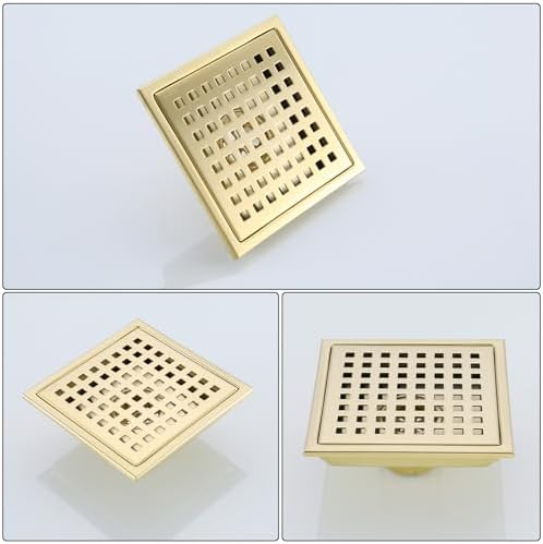 6-Inch Stainless Steel Shower Floor Drain with Gold Finish