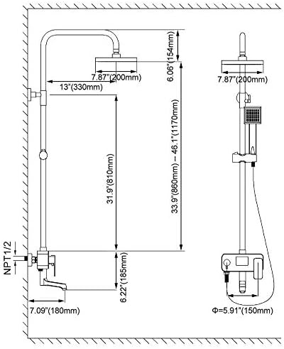 IN-Wall 8-Inch Rainfall Chrome Faucet