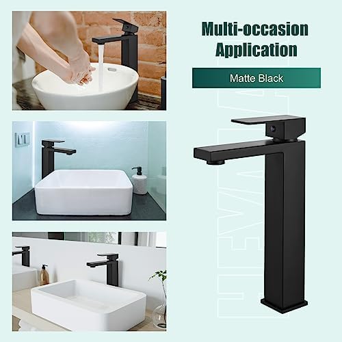 Matte Black 8-inch Bath shower with Adjustable Height Dual Function