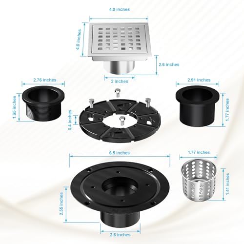 Perfect for the Latest Trends NIREU 4-Inch Square Floor Drain