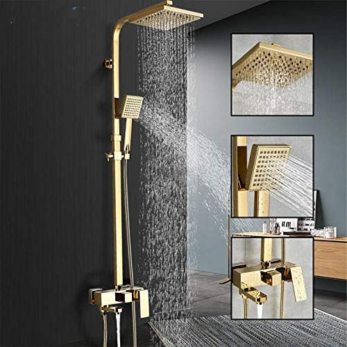 Luxury Gold Brass Bathtub Faucet with 30 Water Saving Rain shower Head Set