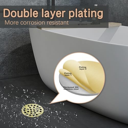 4-Inch Round Bathroom Shower Strainer Brushed Gold