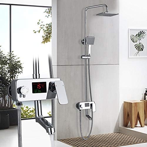 Chrome Digital Display 8-hour Rainfall Shower Faucet with Handheld