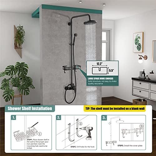 Matte Black Exposed Pipe Adjustable Shower Kit for Bathrooms