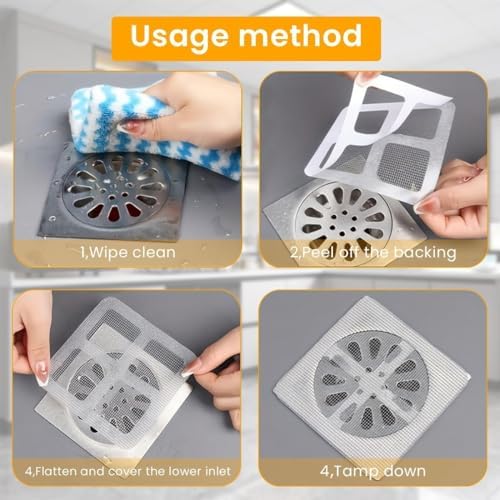 Dispoable shower drain hair catcher - waterproof mesh stickers for bathroom essentials