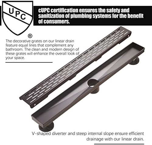 HeatGenie 24-inch Linear Shower Drain Venetian Bronze