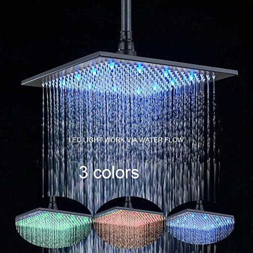 Wall-Mounted LED Rain shower system with massage features