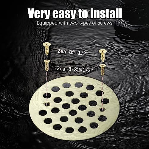 Durable 425-Inch Screw-In Shower Strainer Brushed Gold for Bathroom Enhancements
