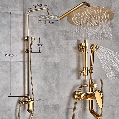 Huin Dual-Handle Rain Showerhead Set Golden Finish