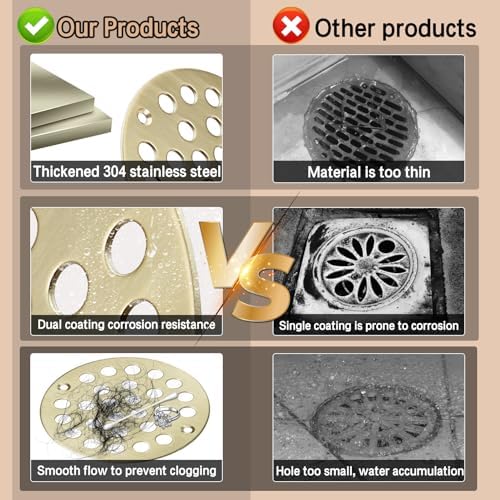 4-Inch Round Bathroom Shower Strainer Brushed Gold