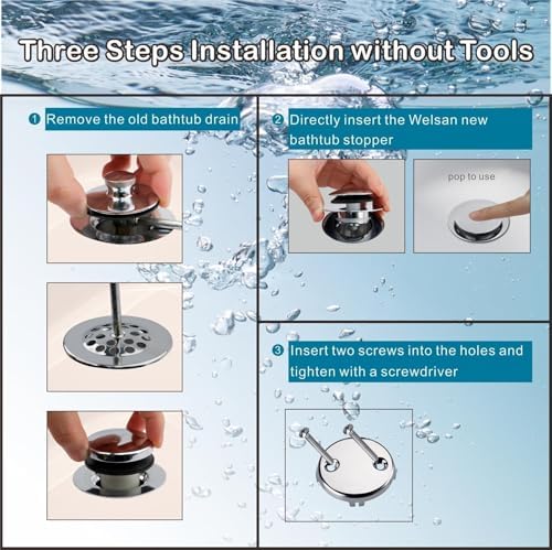Welsan Chrome Bathtub Drain Stopper Replacement
