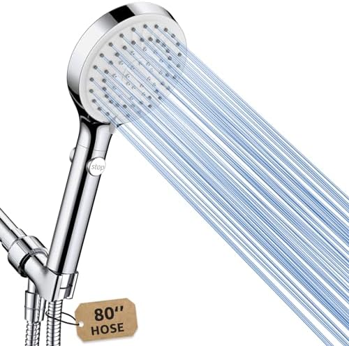 FASDUNT Handheld Shower Head with 80 Hose and 5 Spray Modes
