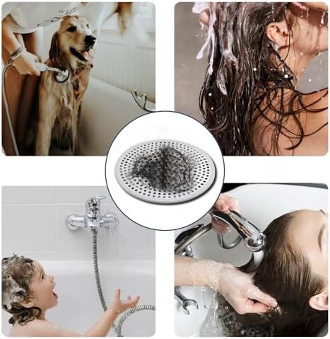 2-Piece Stainless Steel Silicone Shower Drain Hair Catcher