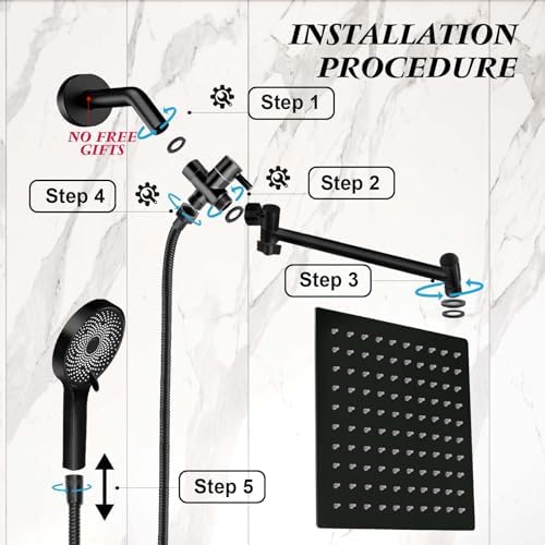 8-Inch Square shower HeadComplete Family Shower System - Matte Black
